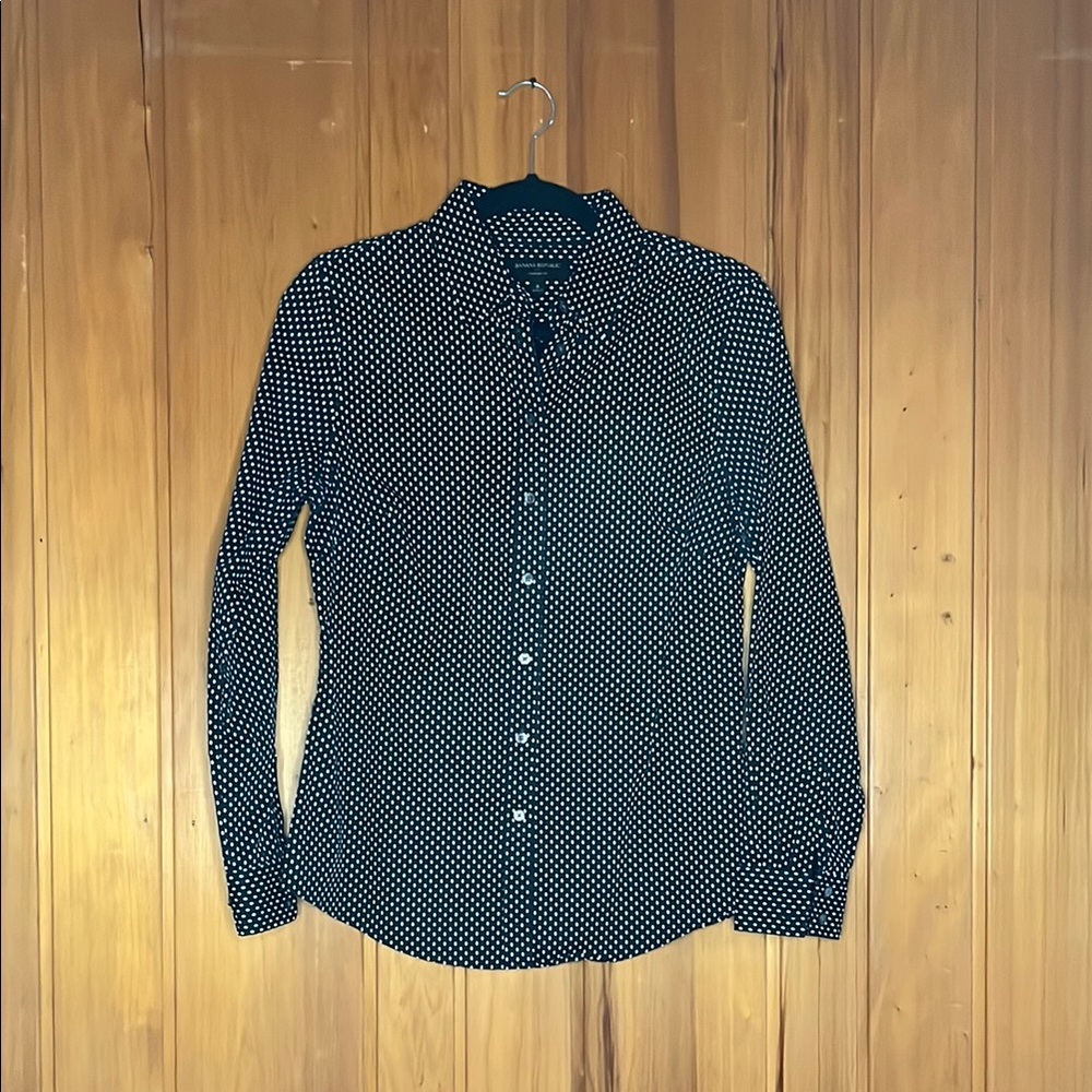 Men's Black and White Polka Dot Shirt